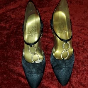 Navy Blue Satin Strap heels